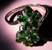 Silberring-925-, mit grünen Steinen, RG 56, 3,5 gr