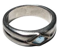 Silberring-925- mit hellblauen Stein, RG 59, 8,3 gr