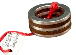 breiter Edelstahlring "Syros" mit 2 Echtholzstreifen, RG 55, B-1 cm