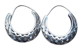 Paar Silber-925- Creolen, H-3,5 cm, 9,1 gr