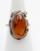 Bernstein-Ring, 925er Silber, 2,6gr., RG 52