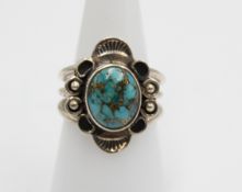 925er Silber-Ring mit Türkis, 6,9gr., RG 56