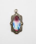 Art-Déco Silber-Anhänger, Rheinkiesel und Markasiten, zus. ca. 2,4gr., L-2,5cm