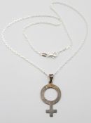 925 Silberanhänger - Venussymbol an 925 Silber Kette