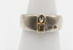 925er Silber-Ring mit klaren Steinen, 5,2gr., RG 54