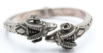 925er Silber-Armspange, Widderköpfe, 44,8gr., ca. D-6cm