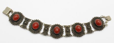 925er Silber-Armband, Jerusalem, Karneol, 27,4gr., L-19cm