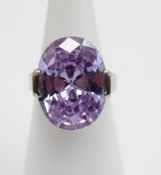 925er Silber-Ring, lila Farbstein, 10,8gr., RG 53