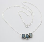 925er Halskette mit 800er Flyer, Opaltripletten, zus. ca. 4gr., L-38cm, Flyer B-2cm