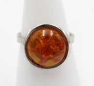 835er Silber-Ring mit Bernstein, 3,1gr., RG 54