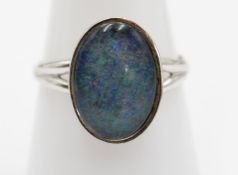 Opal-Ring, Silber (gepr.), offene Schiene, 3,5gr.