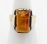 835er Silber-Ring mit Bernstein, älter, ca. 5,2gr., RG 54