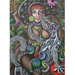 Dieter C.,Günther, 1996 (1936-2025) gr. abstraktes Gemälde, Öl/Leinen, 100x70 cm, verso signiert/da