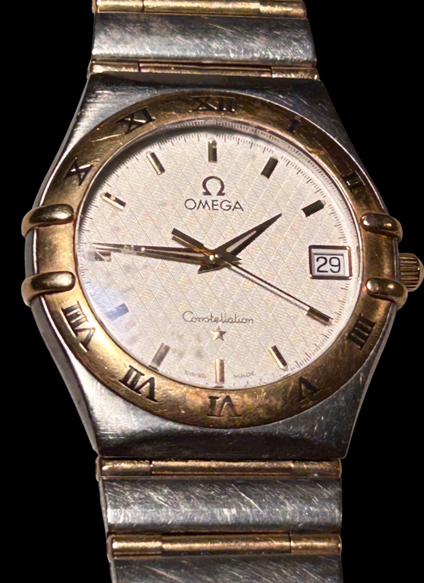 Quartz Armbanduhr "Omega" Constellation, Stahl/Gold-750-,Ref. Nr. 56901498, D-3,2 cm,  orig. Band,  - Bild 2 aus 8