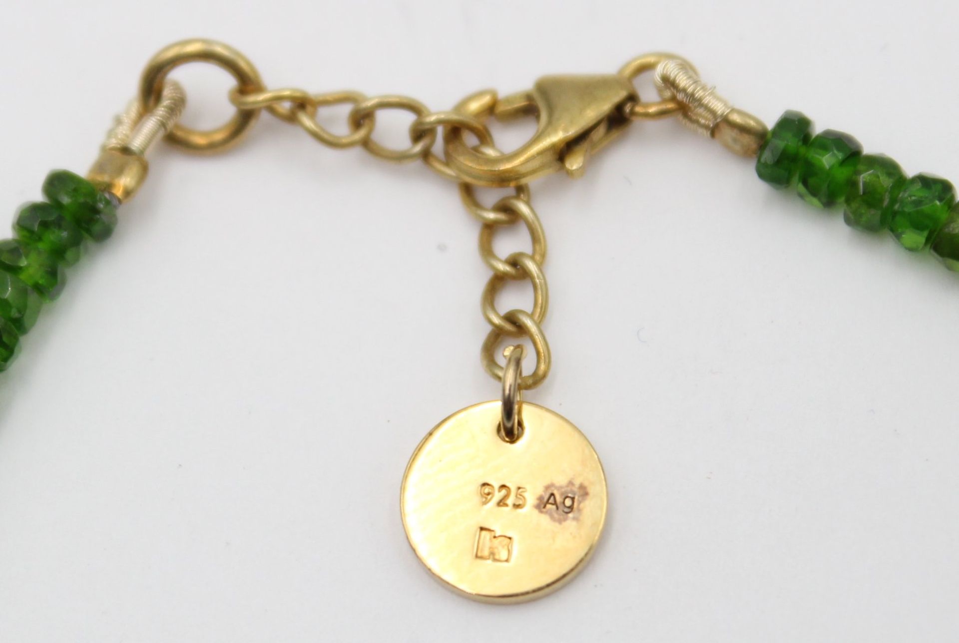 Armband, Chromdiopsid, Gemondo, 925er Schließe vergoldet, ca. L-19cm - Bild 3 aus 3