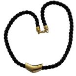 Stoff Halskette mit vergold. Schliesse und Flyer "Pierre Lang", L-40 cm