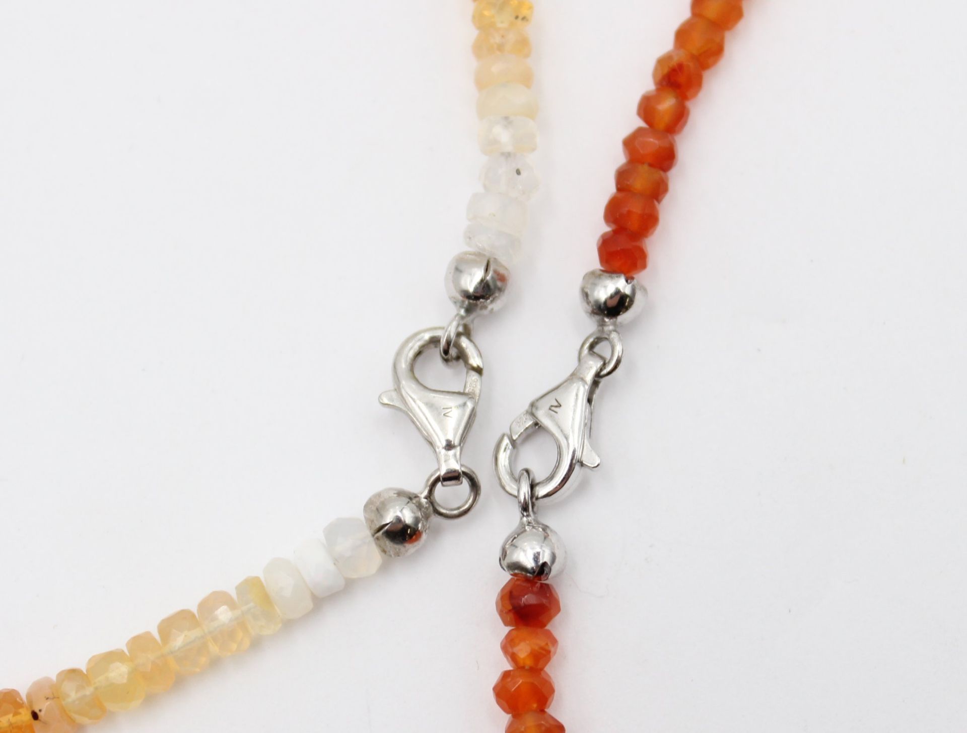 2x  Halsketten, Karneol, Harry Ivens,  je 925er Schließe, ca. L-45cm - Bild 4 aus 4
