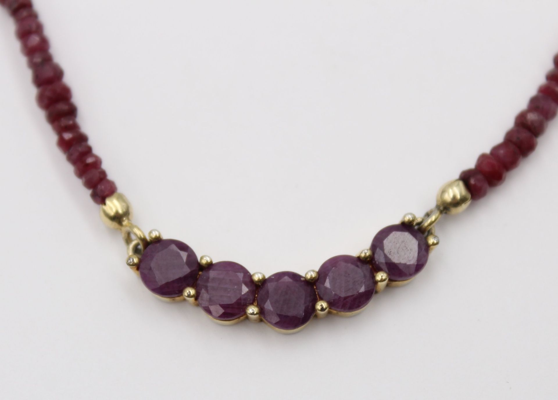 Collier, Rubine, 925er Monturen, vergoldet, ca. L-46cm - Bild 2 aus 4