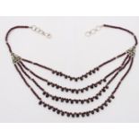 schönes Granat-Collier, Silbermonturen, ca. L-50cm