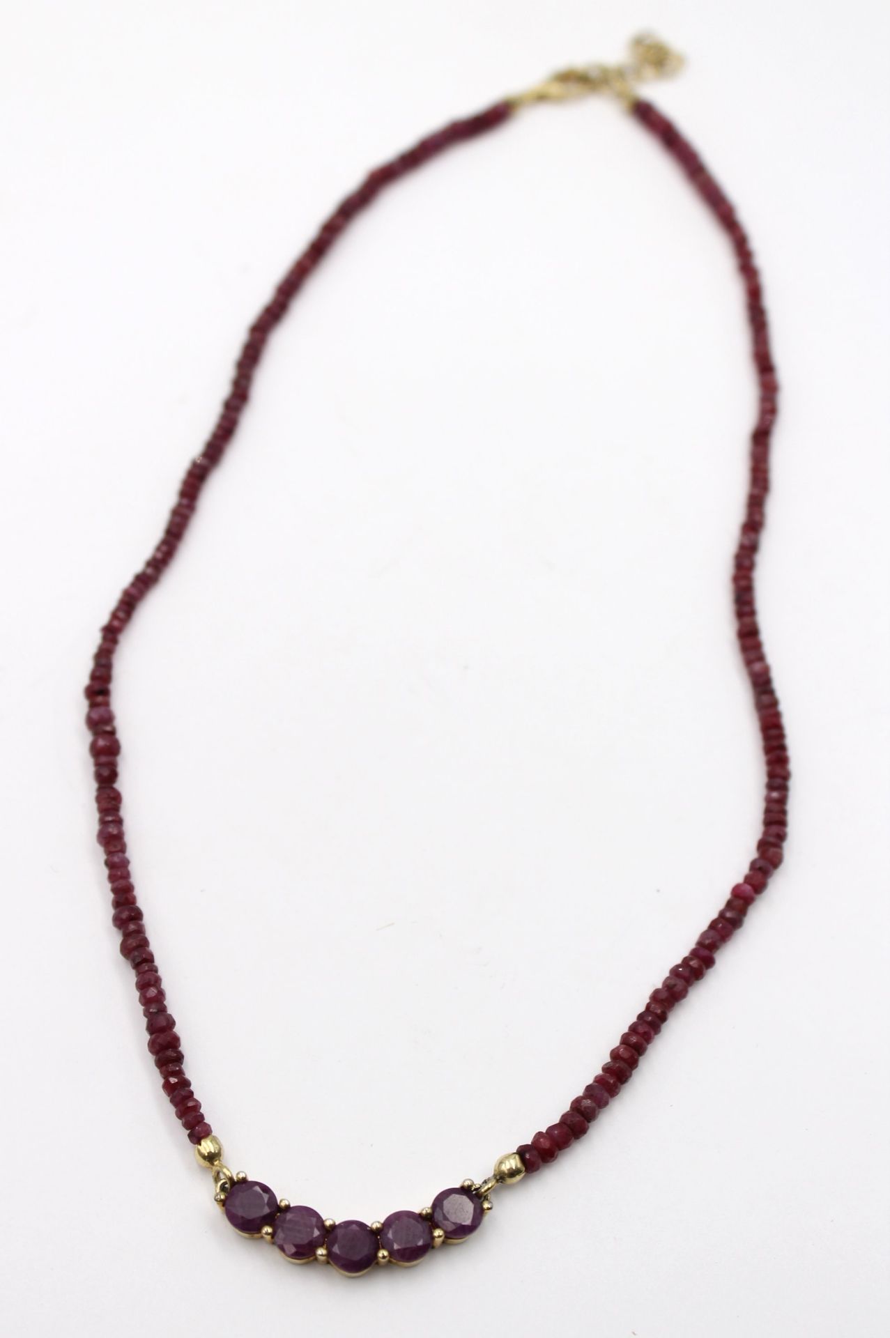 Collier, Rubine, 925er Monturen, vergoldet, ca. L-46cm