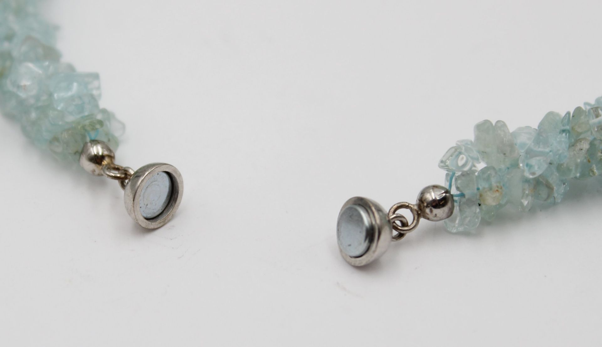 Halskette, Aquamarine, Harry Ivens, 925er Magnet-Schließe, L-45cm - Bild 3 aus 3