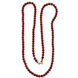 Korallen-Halskette, kleine Perlen(4,3 mm), L-46 cm, 10,3 gr