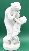 Imposante Biskuitporzellan Figur - Scheibe Alsbach - Mutter mit Kind 41,5cm, Drache Modell, weiss