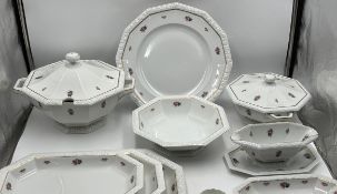 10x grosse Geschirrteile "Rosenthal" Form Maria weiss mit Blümchen, Entwurf Phillip Rosenthal, rund