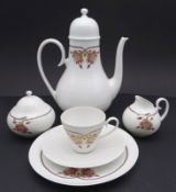 Kaffeeservice für 10 Pers. "Rosenthal" Romanze, 36 Teile, 1 gr. Kuchenteller Rand mit Chip
