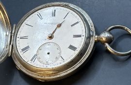 engl. Taschenuhr in Silbergehäuse, mit Deckel vorne und hinten,kein Glas, Sekundenzeiger fehlt, Sch