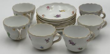 6x ,Moccatassen mit U.T. "Meissen" 1.Wahl, Streublümchen