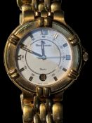 Maurice Lacroix Armbanduhr, Metall, vergoldet, Quarzwerk nicht überprüft, Datum, aufgesetzte Balken