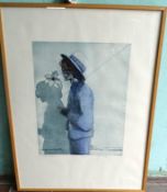 Jochem Roman SCHNEIDER (1951) "Wachwandler" Farbradierung, ger/Glas, RG 80x60m cm