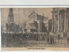 Stahlstich des Gendarmenmarktes, Berlin, 19.Jhd., ger/glas RG 24x31 cm