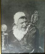 Kunstdruck (Litho) nach Frans Hals "Malle Babbe" ger/Glas, RG 27x23 cm