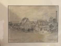 C, Winkler-Großmann "Gut Flöha", 1946, Stiftzeichnung, ger/Glas, RG 28x32 cm