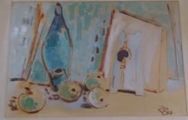 RB 48, modernes Stilleben, wohl Lithografie, ger/Glas, RG 70x84 cm