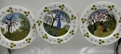 4x Wandteller "Fürstenberg" Edition Paradies, Entw. Gunhild Terzenbach, limitierte Auflage, D-22 cm