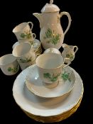 Kaffeeservice "KPM" Berlin, Kupfer grüne Blume, 21 Teile,