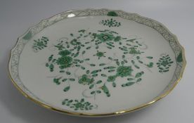 gr. runder Kuchenteller "Meissen" indische B lumen, grün mit Gold, D-27,5 cm, 1.Wahl