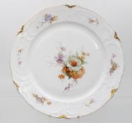 gr. runde Platte, frühes Rosenthal Sanssouci, Goldzier und aufwendiges Blumendekor, um 1900, ca. H-