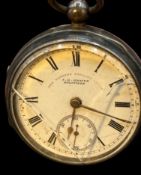 dicke Herrentaschenuhr in Silbergehäuse, Chester 1765, Glas mit Riss, ansonsten guter Zustand, Werk