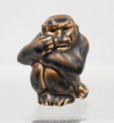 Affe, Royal Copenhagen, braun, Nr. 20187, ca. H-8,5cm.