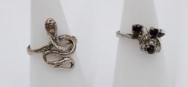 2x div. 925er Silber-Ringe, zus. 4,6gr., ca. RG 51/52