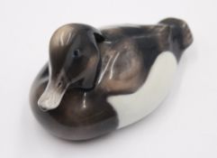 Reiherente, Royal Copenhagen, Modellnr. 1924, Unterglasurfarben, H-6cm L-11cm