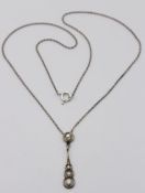 Collier, 800er Silber, klare Steine, 3 gr. , ca. L-42cm