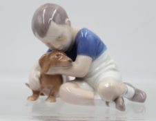 Junge mit Dackel, Bing & Gröndahl, Kopenhagen, 20. Jhd., Entw. Ingeborg Plockross-Irminger, Modelln