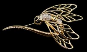 grosse goldfarbene Brosche "Biene" von Pierre Lang, klare Steine, neuwertig, ca. 10x6 cm