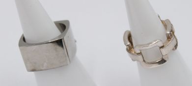 2x div. Ringe, 1x 925er Silber (7,3gr.)und 1x Edelstahl "Dolce&Gabana", ca. RG 59/54