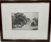 Anna FELDHUSEN (1867-1951) "Dorfstrasse" Aquatinta Radierung, ger/Glas, RG 26x32 cm